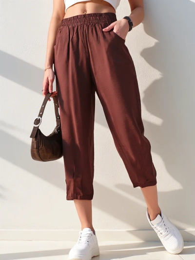Royalfashion Pantaloni drepți din țesătură pentru femei 7/8