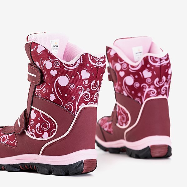 Cizme de zăpadă maro pentru fete cu modele de la Atalia - încălțăminte