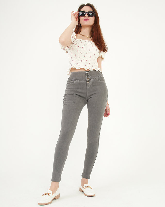 Tregging damă gri închis cu nasturi decorativi - Îmbrăcăminte