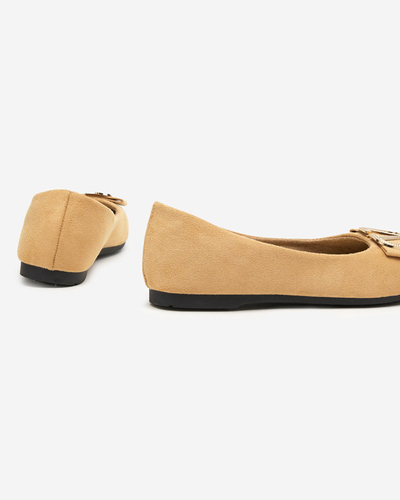 OUTLET Balerini de dama bej cu ornament pe varf Cavo - Pantofi