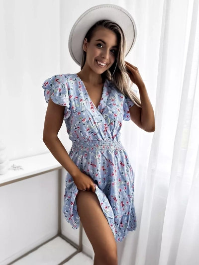 Royalfashion Rochie mini de damă albastră cu motiv floral