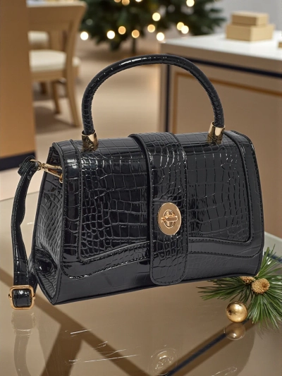 Geantă mică de damă lăcuită din piele ecologică Lunaya