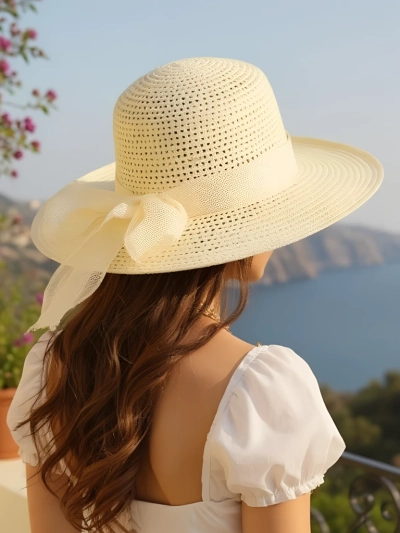Royalfashion Pălărie de paie pentru femei Grace Ribbon