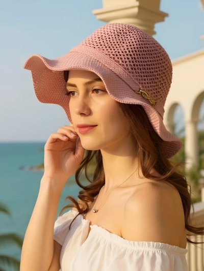 Royalfashion Pălărie de damă cu bor ondulat Wave Breeze