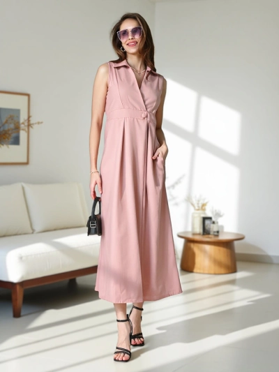 Rochie fără mâneci pentru femei Royalfashion cu decolteu înfășurat Bizness