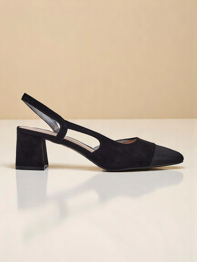 Royalfashion Zapatos de salón de tacón bajo con adorno en la puntera Eleganzo para mujer