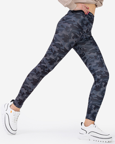 Jambiere de damă gri închis cu talie înaltă cu model - Îmbrăcăminte