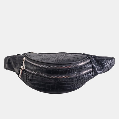 Rinichi negru pentru femei, cu model de piele de crocodil - Genți de mână