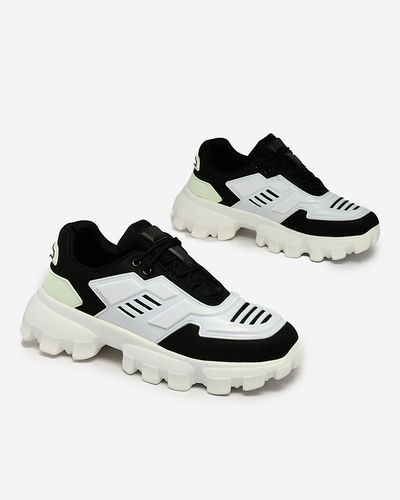 Royalfashion Adidași sport din material textil alb și negru pentru bărbați Lamkim