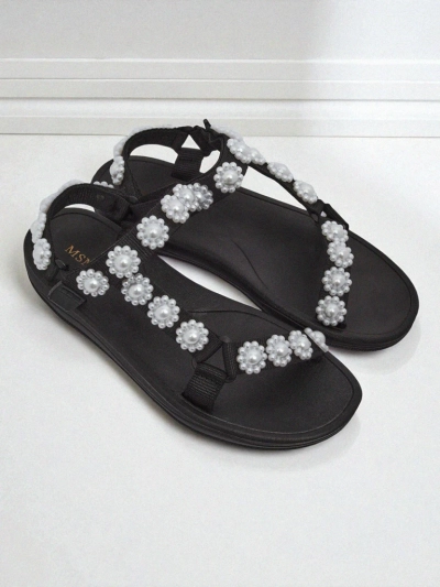 Sandale babskie Royalfashion Perseida nwa pa platfòm ak pèl