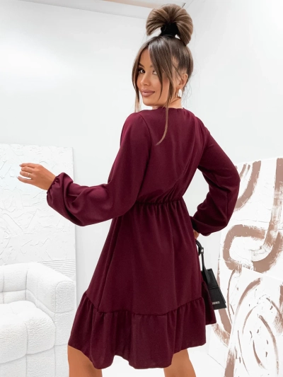 Royalfashion Rochie mini de damă cu volane și decolteu petrecut