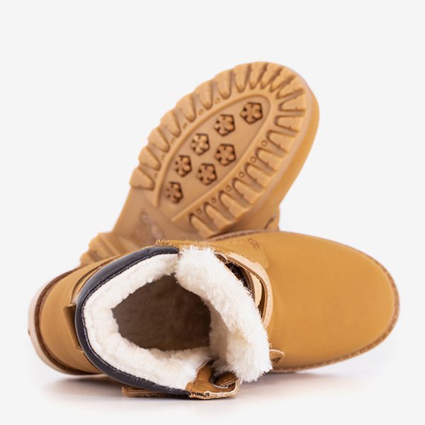 Cizme de drumeții pentru copii din piele ecologică maro Amila - Încălțăminte