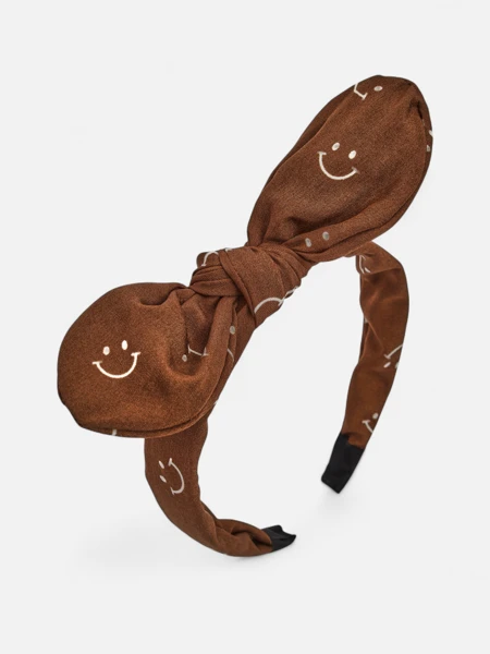 Royalfashion Diadema infantil con lazo y estampado de caras sonrientes