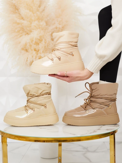 Royalfashion Cizme de zăpadă slip-on pentru femei, bej Dabenda