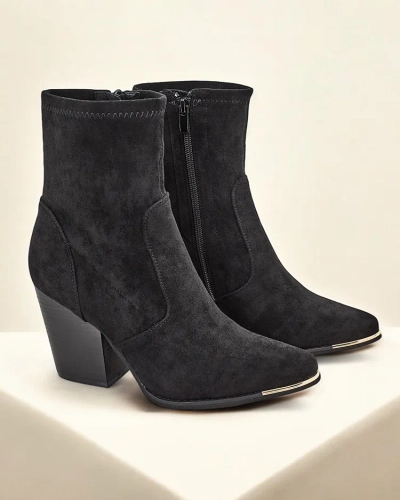Cizme pentru femei din eco-sueda Royalfashion pe toc stiletto Gris
