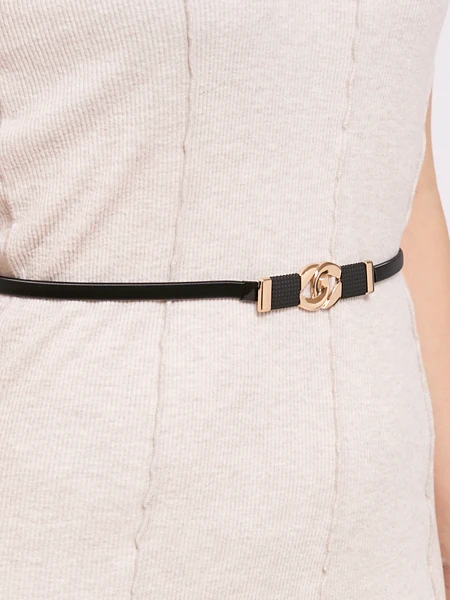 Curea metalică de damă Callista Nero neagră, minimalistă, cu cârlig