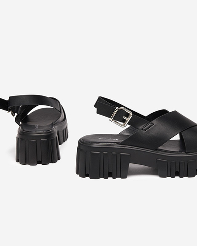 OUTLET Sandale de dama negre pe talpa masiva Otida - Incaltaminte