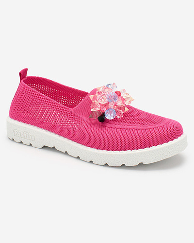 Royalfashion Mocasini din stofă pentru femei Fuchsia cu cristale Fezens