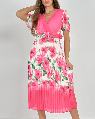 Royalfashion Rochie midi cu pliuri florale pentru femei