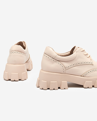 Pantofi de dama bej cu accent ajurat Uneri - Incaltaminte