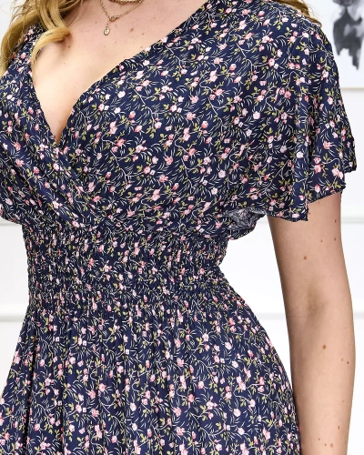 Rochie maxi de damă albastru marin Floral Îmbrăcăminte