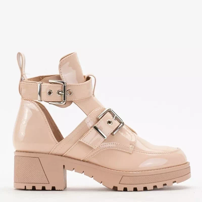 OUTLET Cizme dama bej cu relief Lerika - Incaltaminte