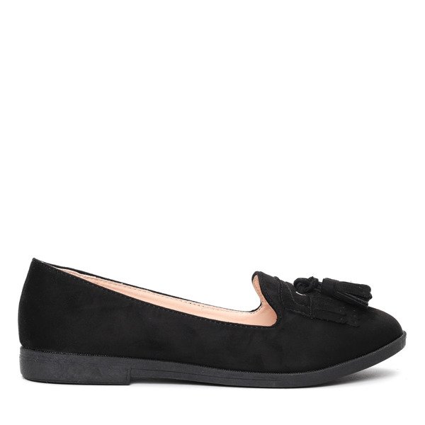 Czarne mokasyny z frędzelkami Ellie- Obuwie