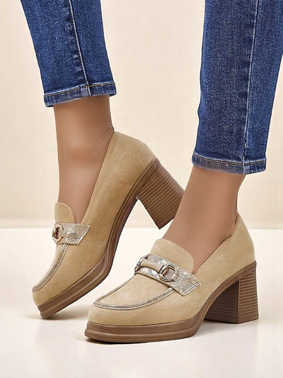Royalfashion mocasini cu toc bloc pentru femei Apareus