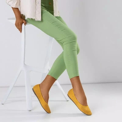 OUTLET Balerini de dama din piele ecologica galbena Lorani - Pantofi