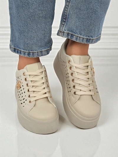 Sneakers pou fanm Ecru sou platfòm Boreas Royalfashion kwi ekolojik