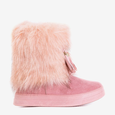 OUTLET Cizme de zăpadă pentru femei roz, cu decorațiuni Astride - Încălțăminte