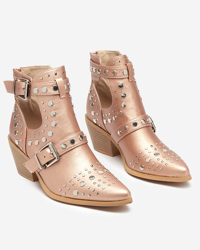 Botine roz și aurii cu jeturi Farrcy- Footwear
