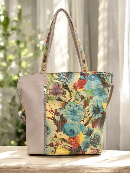 Royalfashion Geantă mare din eco-piele cu flori