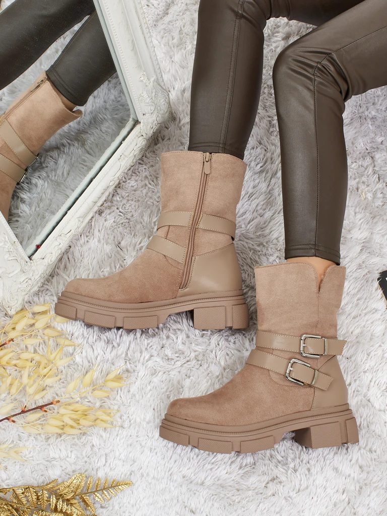 Botine înalte de damă din piele ecologică întoarsă Callire