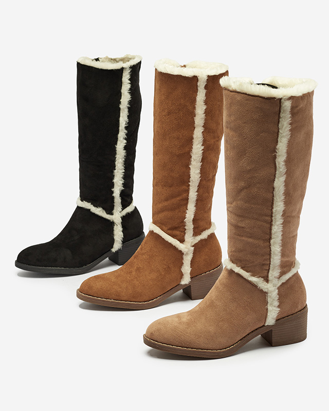 Cizme de dama negre cu blana Zerriva- Incaltaminte