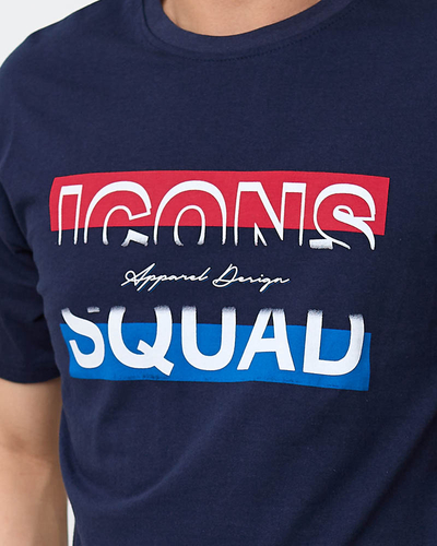 Tricou bărbați bleumarin cu imprimeu - Îmbrăcăminte