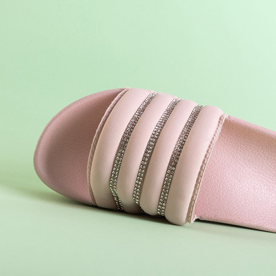 OUTLET Papuci de dama roz cu platforma cu zirconiu Rondi - Incaltaminte