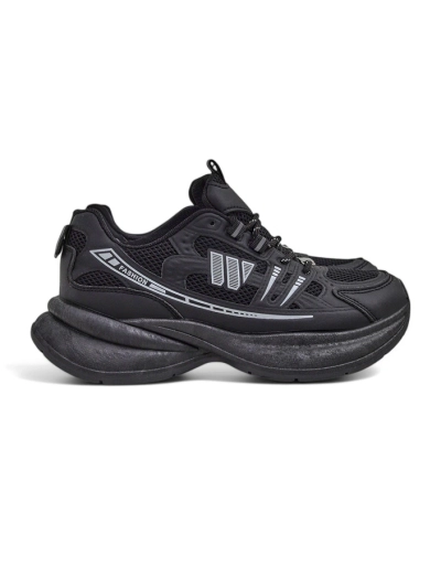 Pantofi sport de damă Royalfashion Hypatia negri cu toc plat de 5 cm