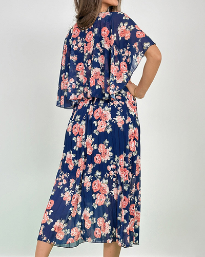 Royalfashion Rochie midi plisată cu motive florale pentru femei