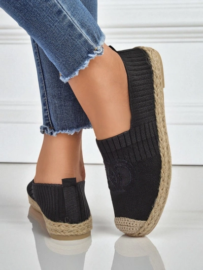 Women's Atena espadrilles black - flat heel, ecological suede leather