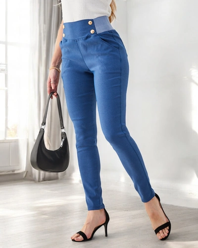 Pantaloni treggings din bumbac Royalfashion pentru femei