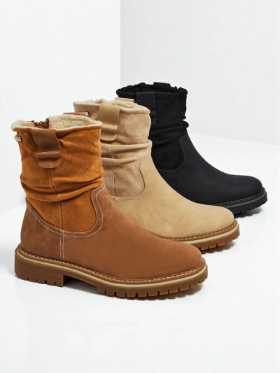 Botine înalte de damă din piele ecologică întoarsă Liora