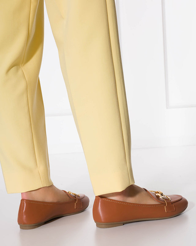 OUTLET Mocasini de dama maro cu decor Pyolens - Incaltaminte