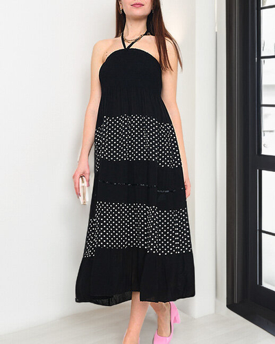 Fustă maxi buline neagră PLUS SIZE - Îmbrăcăminte