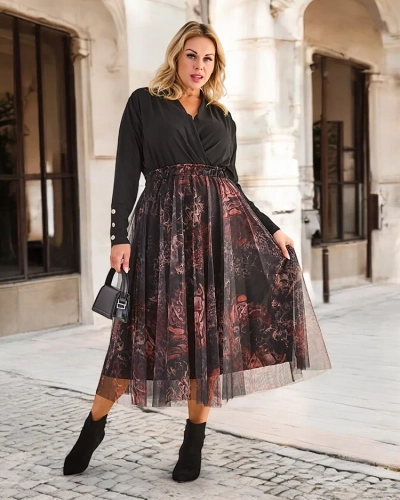 Fusta midi cu două straturi pentru femei de la Royalfashion