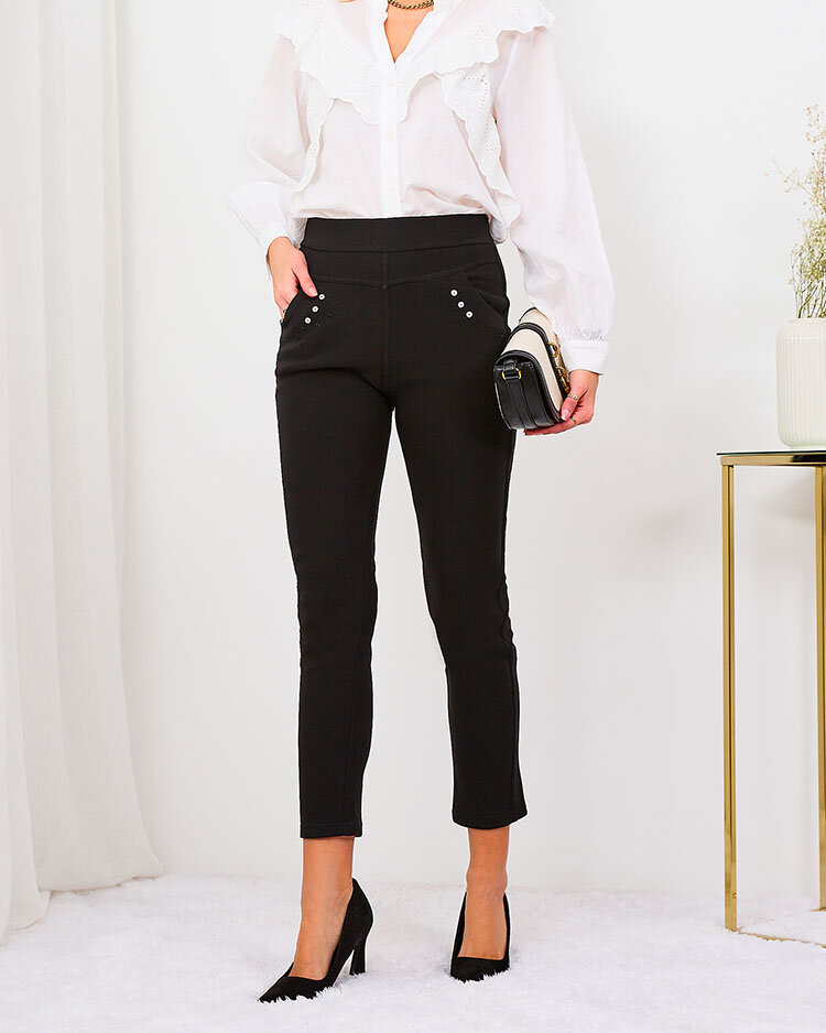 Royalfashion jambiere din piele ecologică a'la bells negru pentru femei a'la bells