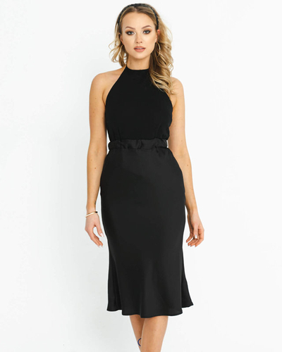 Fusta midi neagra satinata dama - Imbracaminte