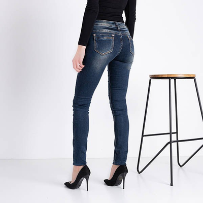 Pantaloni de dama de culoare albastru maro - Îmbrăcăminte