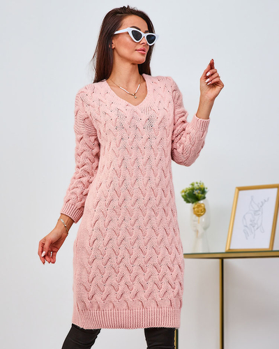Royalfashion Rochie pulover pentru femei roz deschis
