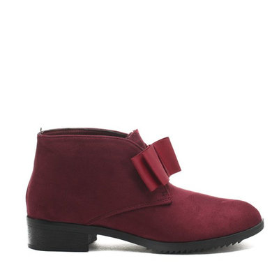 Botine din piele de căprioară Seanna burgundy - Încălțăminte